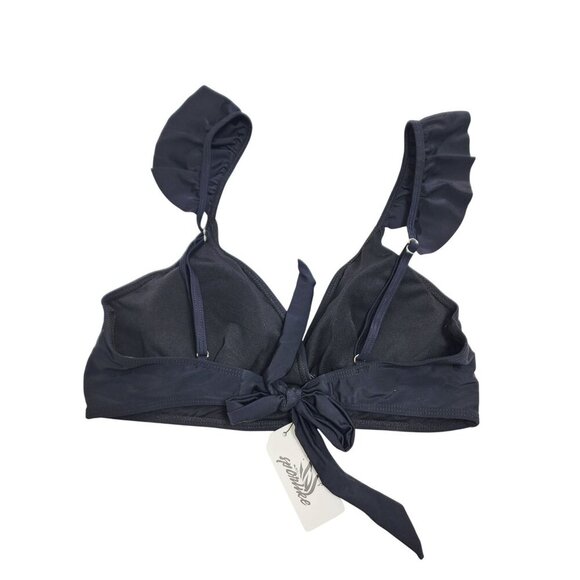 Womens Black Ruffle Bikini Set Tie-Front Top & High-Waisted Bottoms Size L - Picture 7 of 7